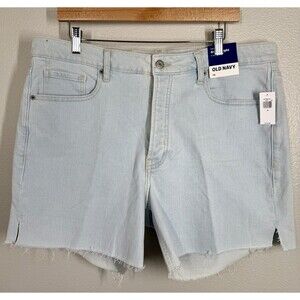 NWT Old Navy Womens High Rise OG Straight Shorts 5" Light Wash‎ Blue Denim Sz 16